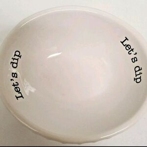 Mud Pie " Let's Dip" lettered Pedestal Appetizer Bowl  5.75" Pre-owned